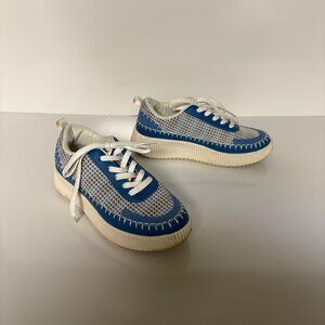 Nicole Miller Womens Blue White Brita Platform Sneakers Size 8 Lace Up Shoes